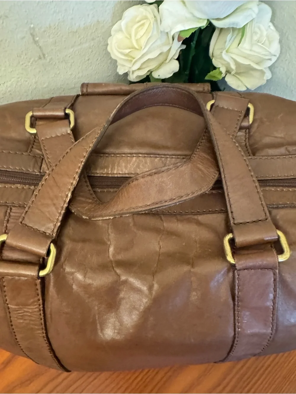 Fossil Brown Leather Duffel Bag